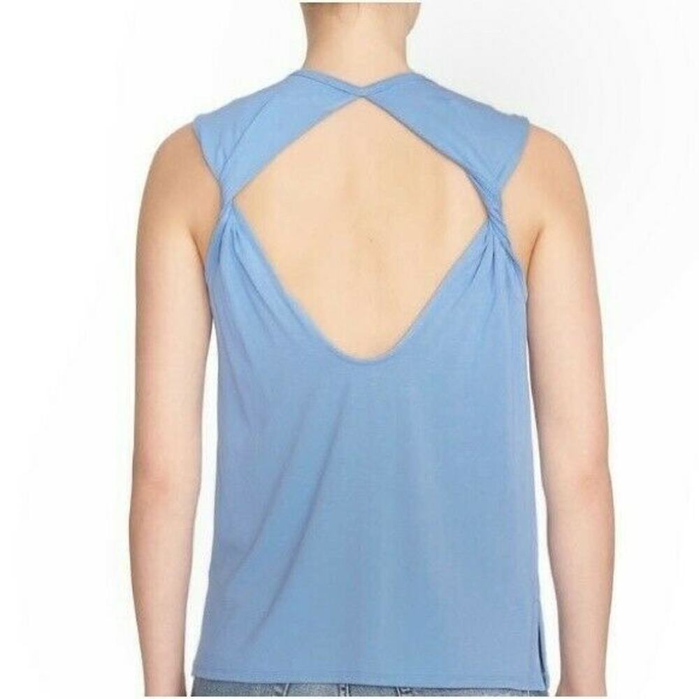 1. STATE open back twist tank top sleeveless tee in dutch blue Size Medium NEW - Picture 4 of 5